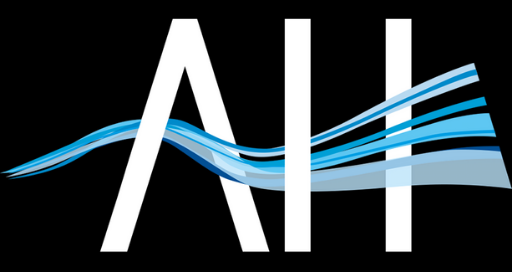 a white letter with blue waves