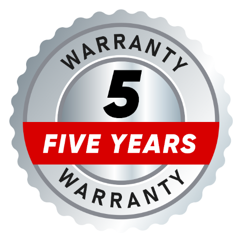 5-Year Warranty badge for air conditioning services, emphasizing reliability and quality assurance.